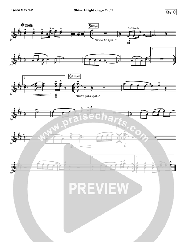 Shine A Light Tenor Sax 1/2 (Elevation Worship)