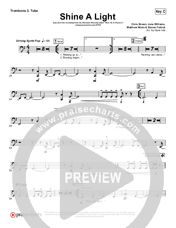 Shine A Light Trombone 3/Tuba (Elevation Worship)