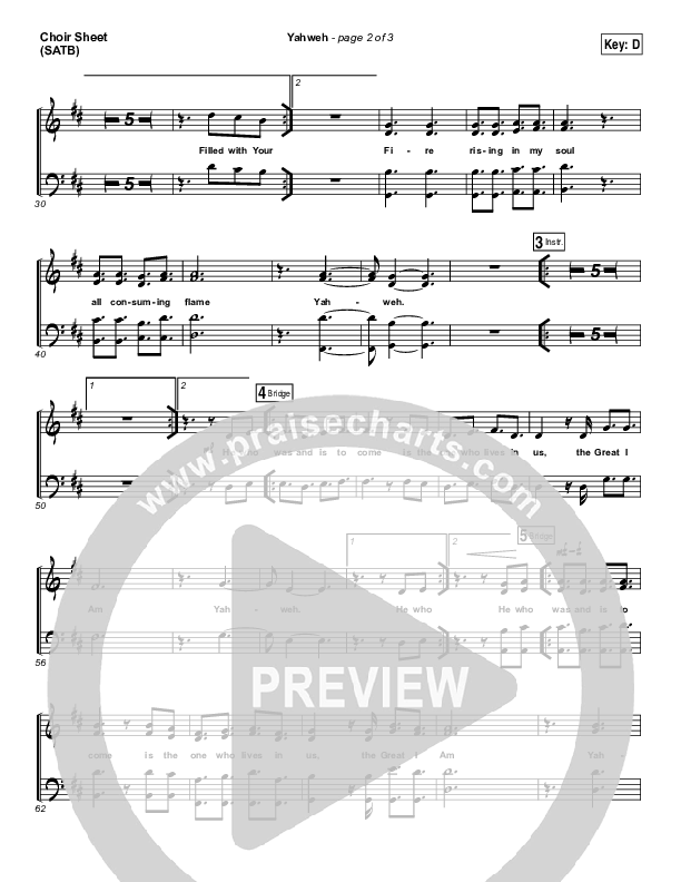 Yahweh Choir Sheet (SATB) (Elevation Worship)