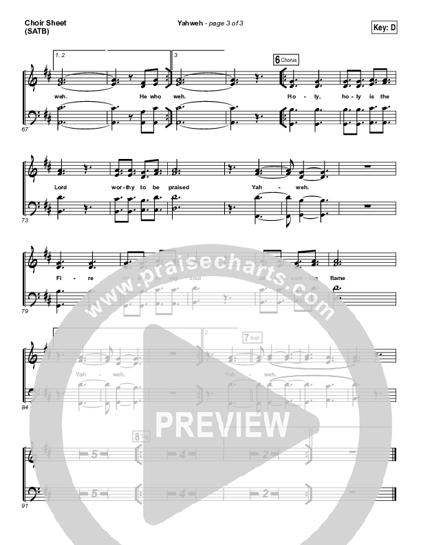 Yahweh Choir Sheet (SATB) (Elevation Worship)