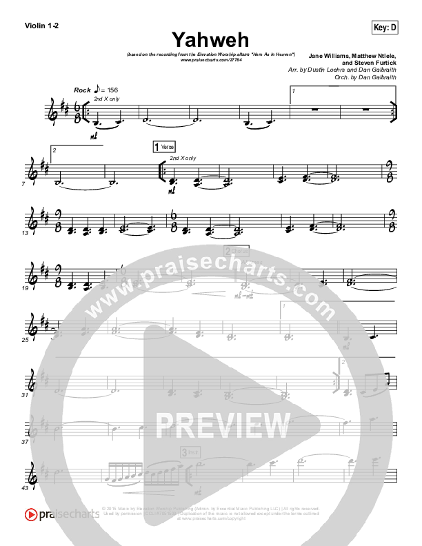 Yahweh Violin 1/2 (Elevation Worship)