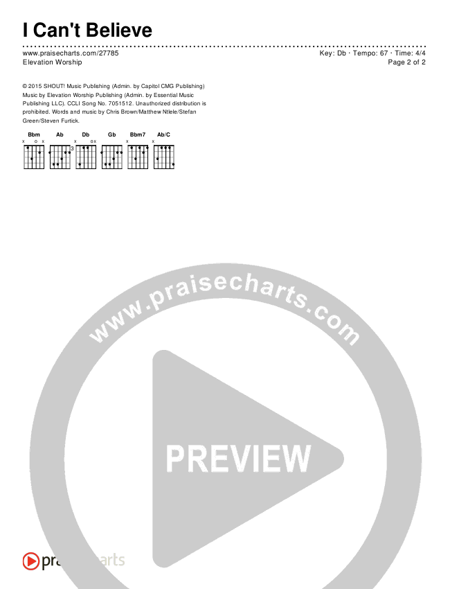 I Can't Believe Chords & Lyrics (Elevation Worship)