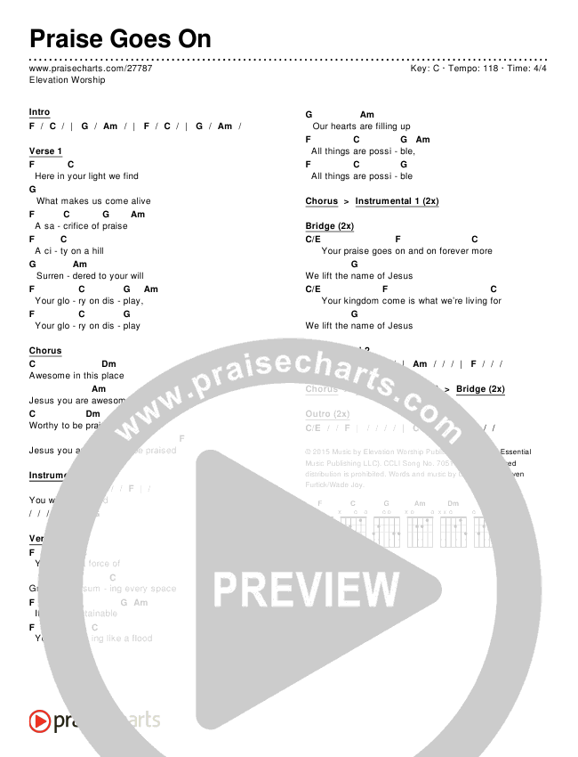 Praise Goes On Chords & Lyrics (Elevation Worship)