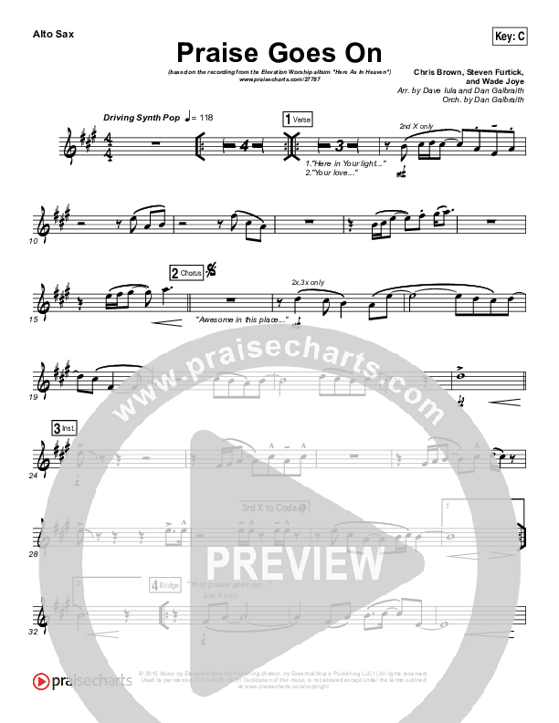 Praise Goes On Alto Sax (Elevation Worship)