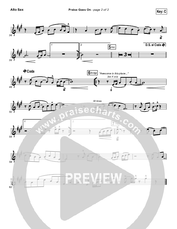 Praise Goes On Alto Sax (Elevation Worship)