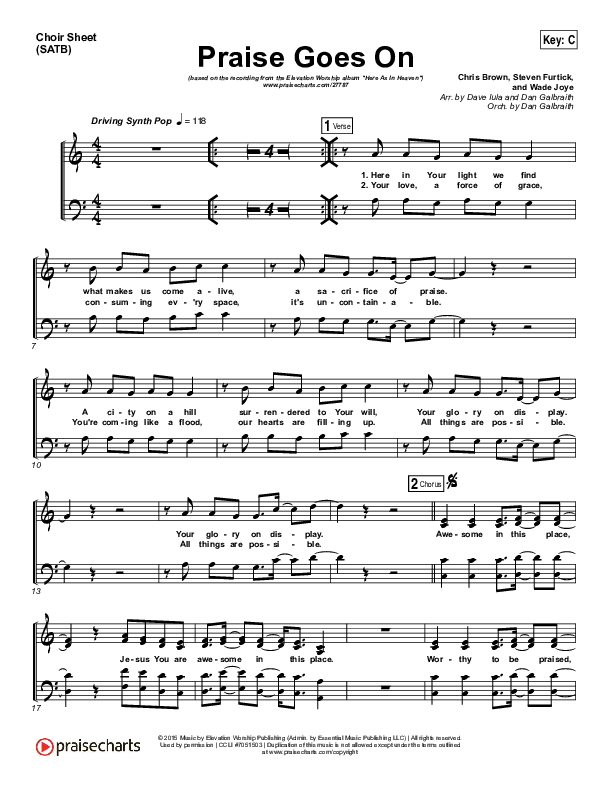 Praise Goes On Choir Vocals (SATB) (Elevation Worship)