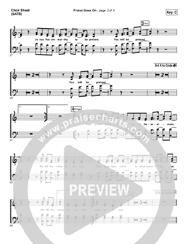 Praise Goes On Choir Sheet (SATB) (Elevation Worship)