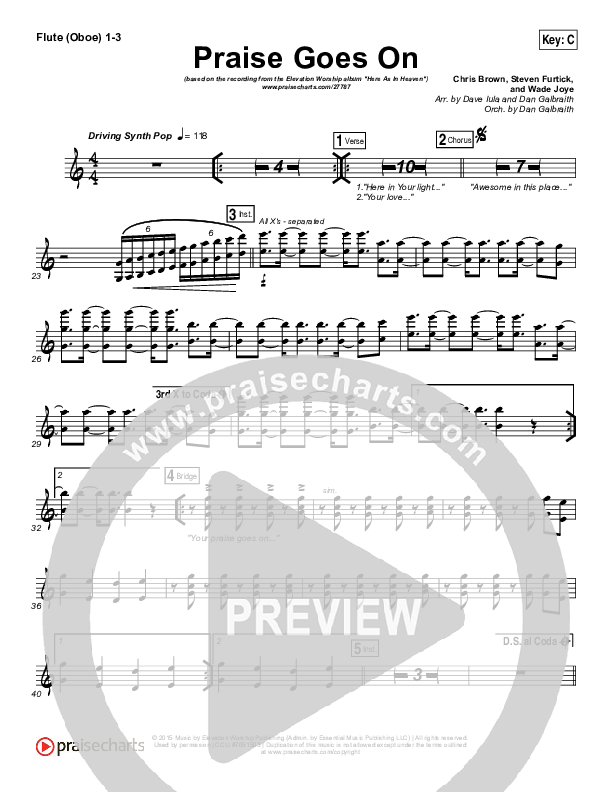 Praise Goes On Flute/Oboe 1/2/3 (Elevation Worship)