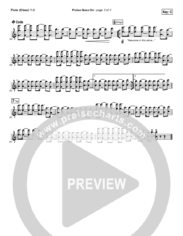 Praise Goes On Flute/Oboe 1/2/3 (Elevation Worship)