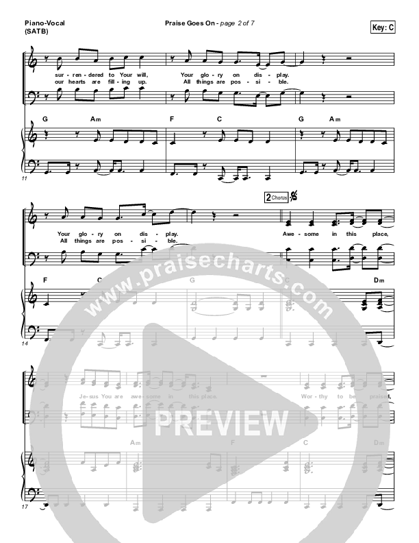 Praise Goes On Piano/Vocal (SATB) (Elevation Worship)
