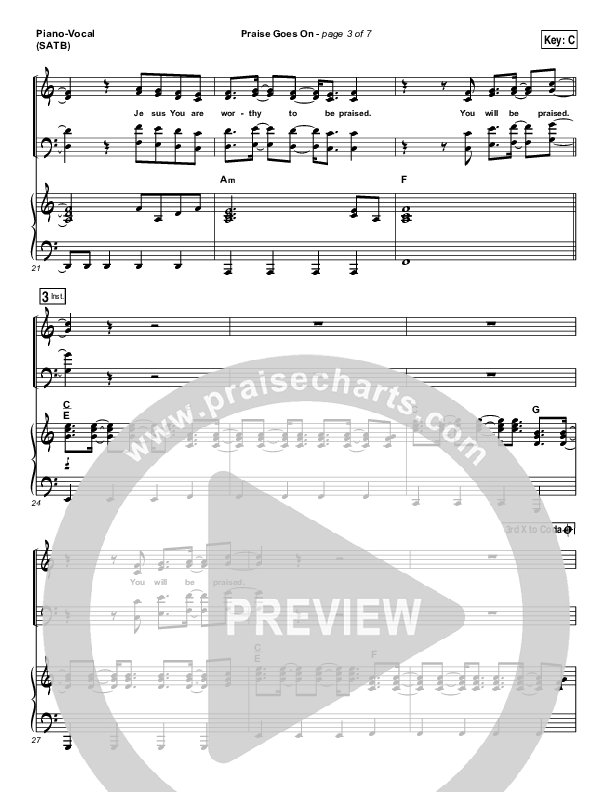 Praise Goes On Piano/Vocal (SATB) (Elevation Worship)