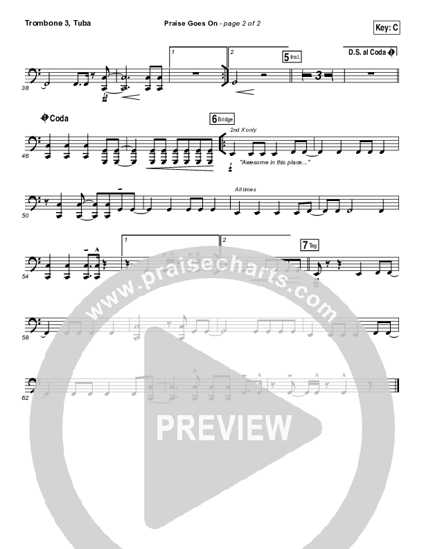 Praise Goes On Trombone 3/Tuba (Elevation Worship)