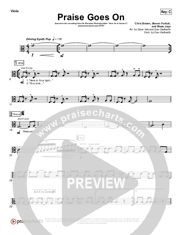 Praise Goes On Viola (Elevation Worship)