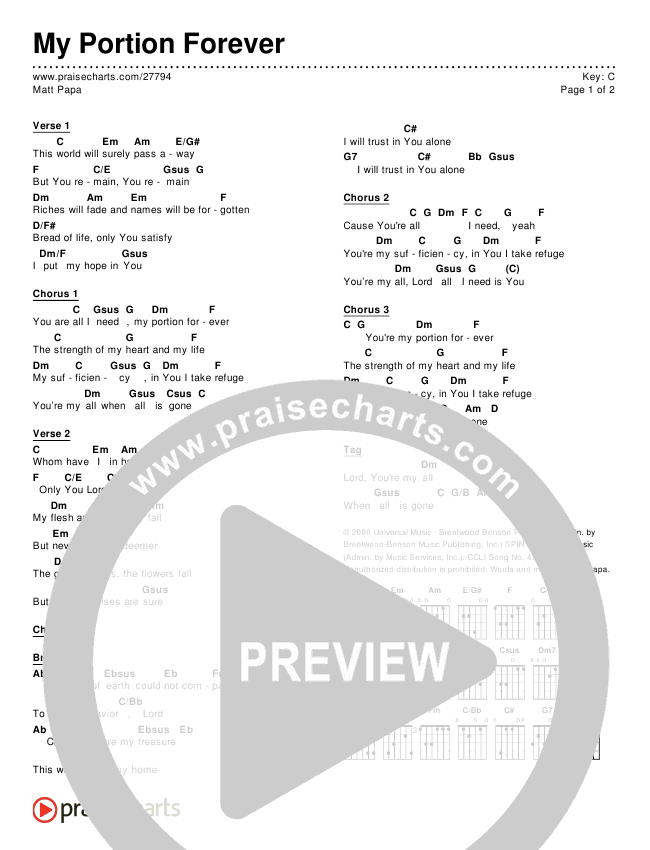 My Portion Forever Chords & Lyrics (Matt Papa)