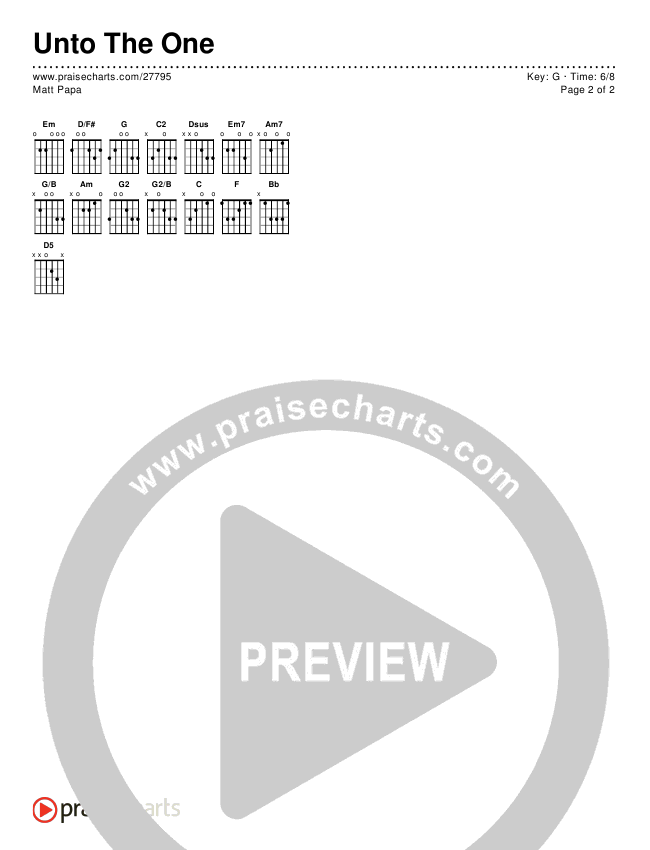 Unto The One Chords & Lyrics (Matt Papa)