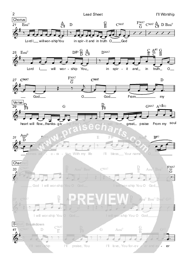 I'll Worship Lead Sheet (Robert Ellis / Grace Covenant Worship)