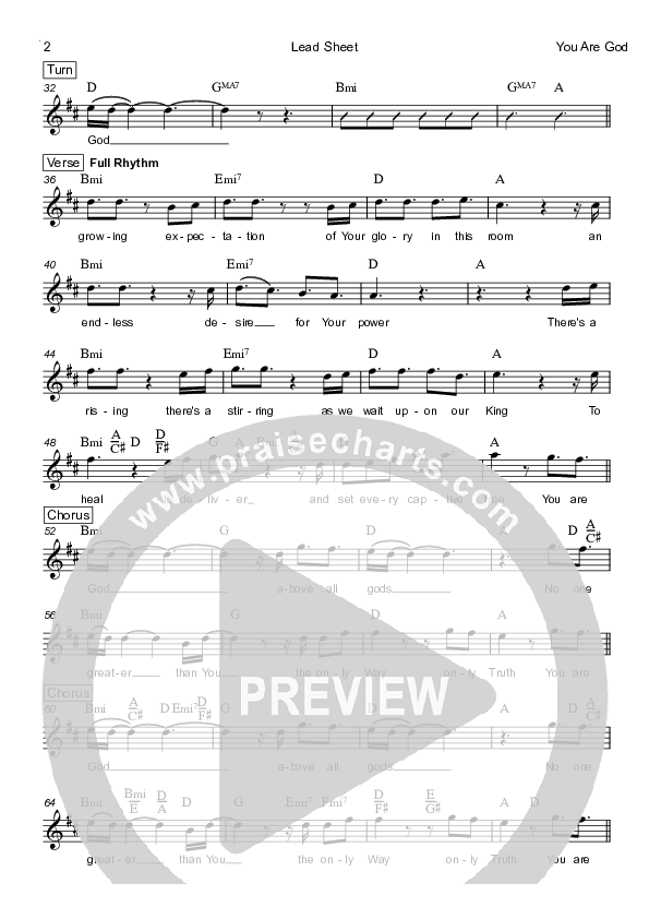 You Are God Lead Sheet (Robert Ellis / Grace Covenant Worship)