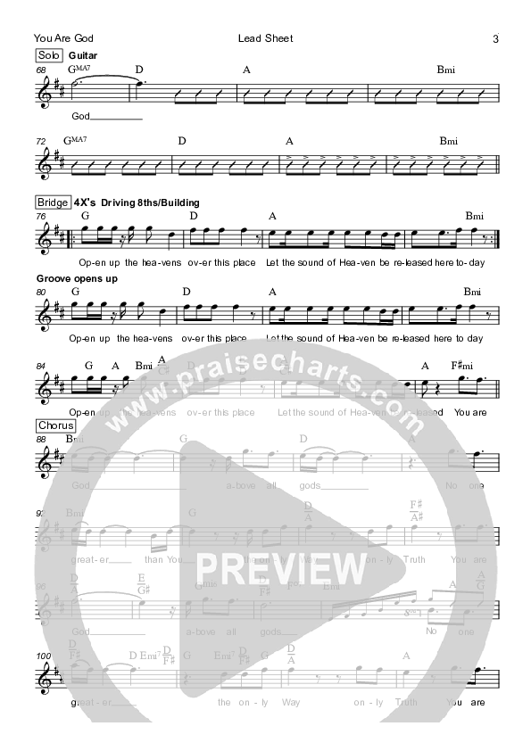 You Are God Lead Sheet (Robert Ellis / Grace Covenant Worship)