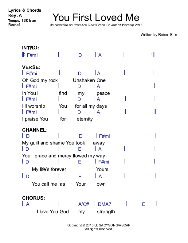 You First Loved Me Chords & Lyrics (Robert Ellis / Grace Covenant Worship)