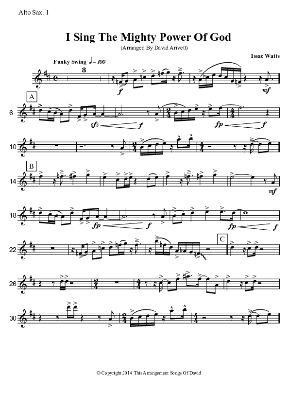 I Sing The Mighty Power Of God (Instrumental) Alto Sax 1/2 (David Arivett)