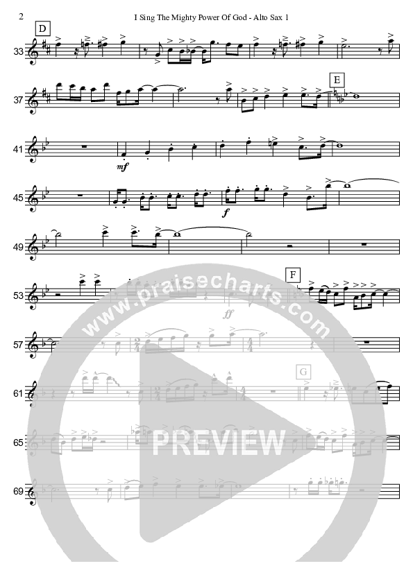 I Sing The Mighty Power Of God (Instrumental) Alto Sax 1/2 (David Arivett)