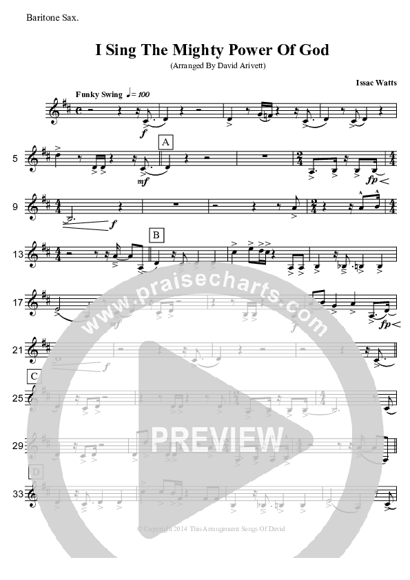 I Sing The Mighty Power Of God (Instrumental) Bari Sax (David Arivett)