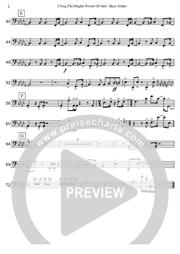 I Sing The Mighty Power Of God (Instrumental) Bass Guitar (David Arivett)