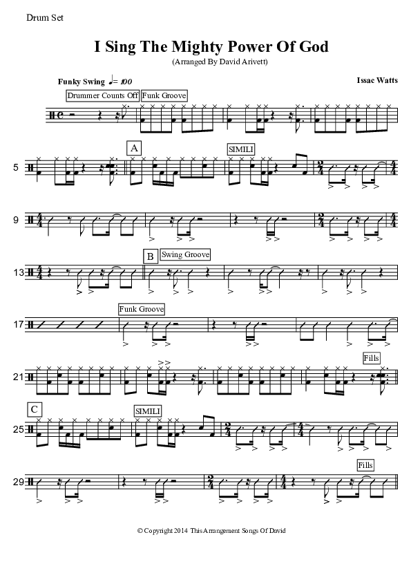 I Sing The Mighty Power Of God (Instrumental) Drum Set (David Arivett)