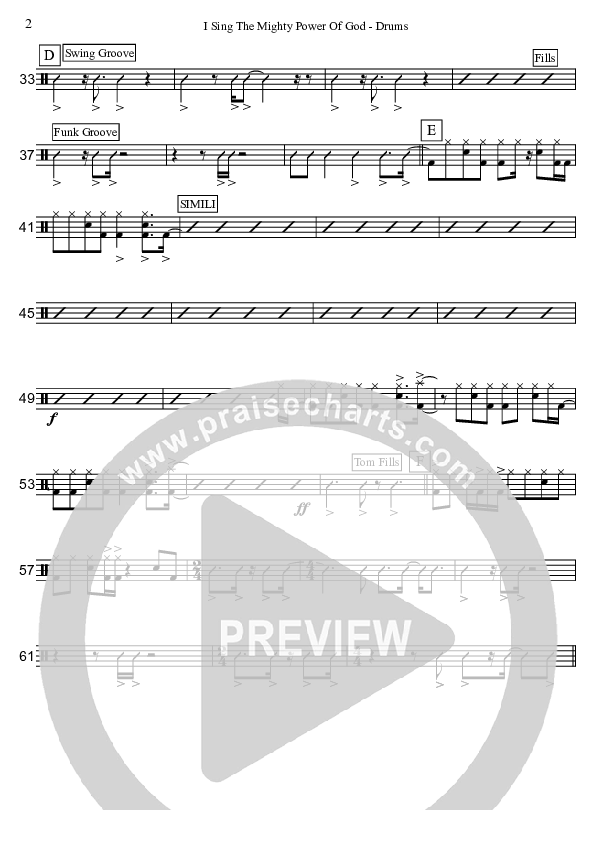 I Sing The Mighty Power Of God (Instrumental) Drum Set (David Arivett)