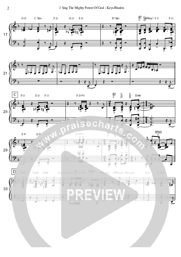 I Sing The Mighty Power Of God (Instrumental) Piano Sheet (David Arivett)