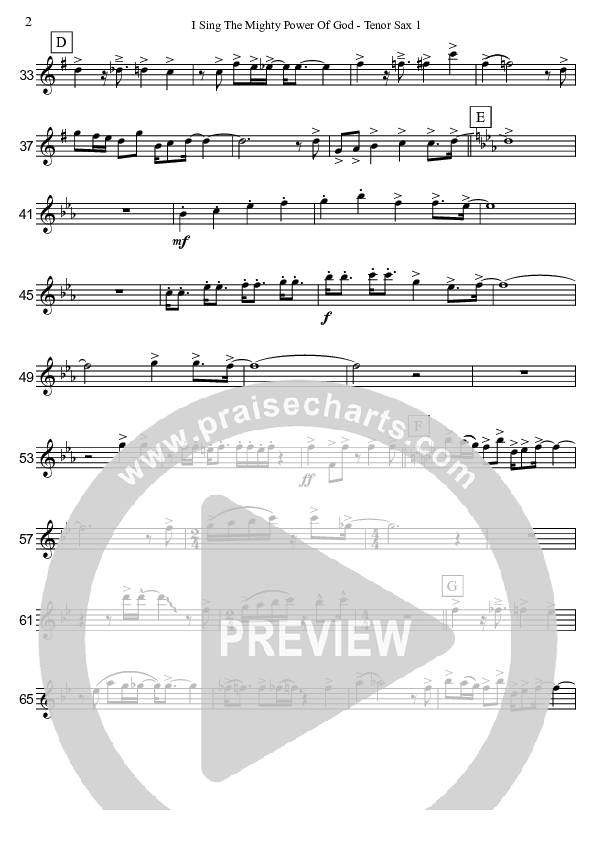 I Sing The Mighty Power Of God (Instrumental) Tenor Sax 1/2 (David Arivett)