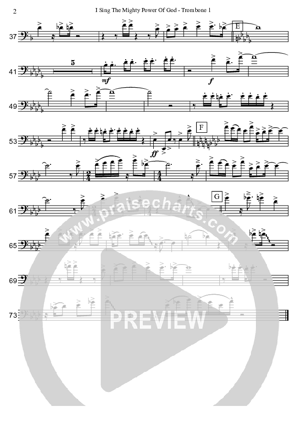 I Sing The Mighty Power Of God (Instrumental) Trombone 1 (David Arivett)