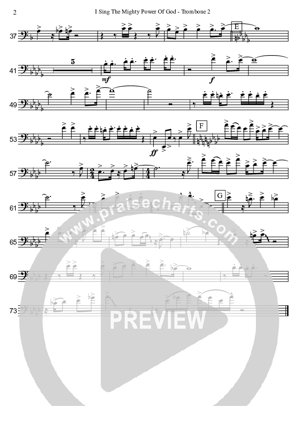 I Sing The Mighty Power Of God (Instrumental) Trombone 2 (David Arivett)
