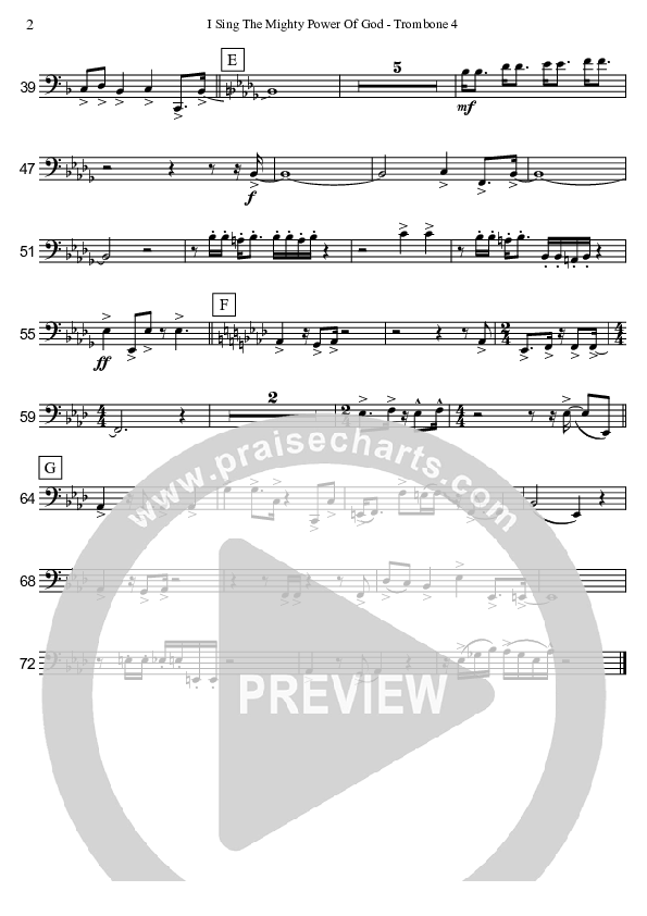 I Sing The Mighty Power Of God (Instrumental) Trombone 4 (David Arivett)