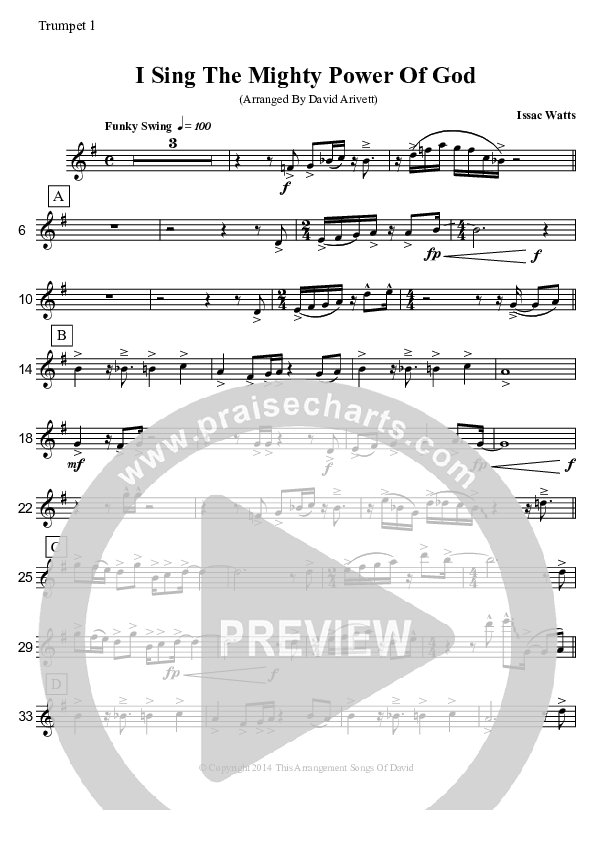 I Sing The Mighty Power Of God (Instrumental) Trumpet 1 (David Arivett)