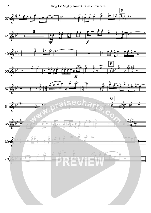 I Sing The Mighty Power Of God (Instrumental) Trumpet 2 (David Arivett)