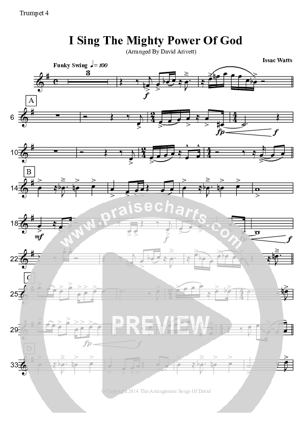 I Sing The Mighty Power Of God (Instrumental) Trumpet (David Arivett)
