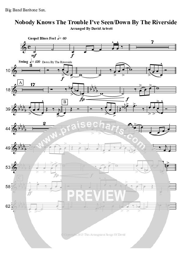 Nobody Knows The Trouble I've Seen/Down By The Riverside (Instrumental) Bari Sax (David Arivett)