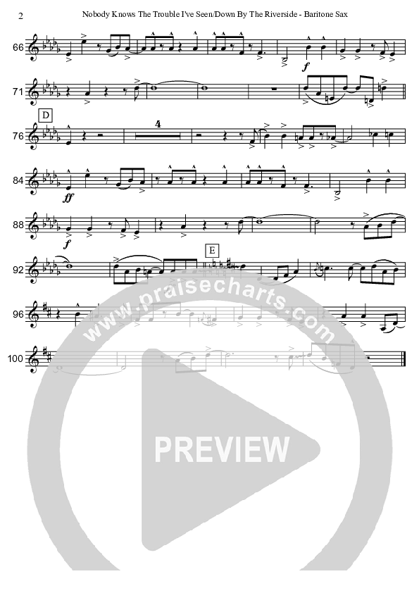 Nobody Knows The Trouble I've Seen/Down By The Riverside (Instrumental) Bari Sax (David Arivett)