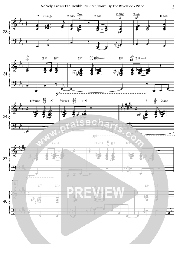 Nobody Knows The Trouble I've Seen/Down By The Riverside (Instrumental) Piano Sheet (David Arivett)