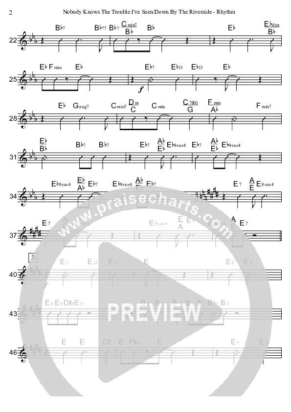 Nobody Knows The Trouble I've Seen/Down By The Riverside (Instrumental) Rhythm Chart (David Arivett)
