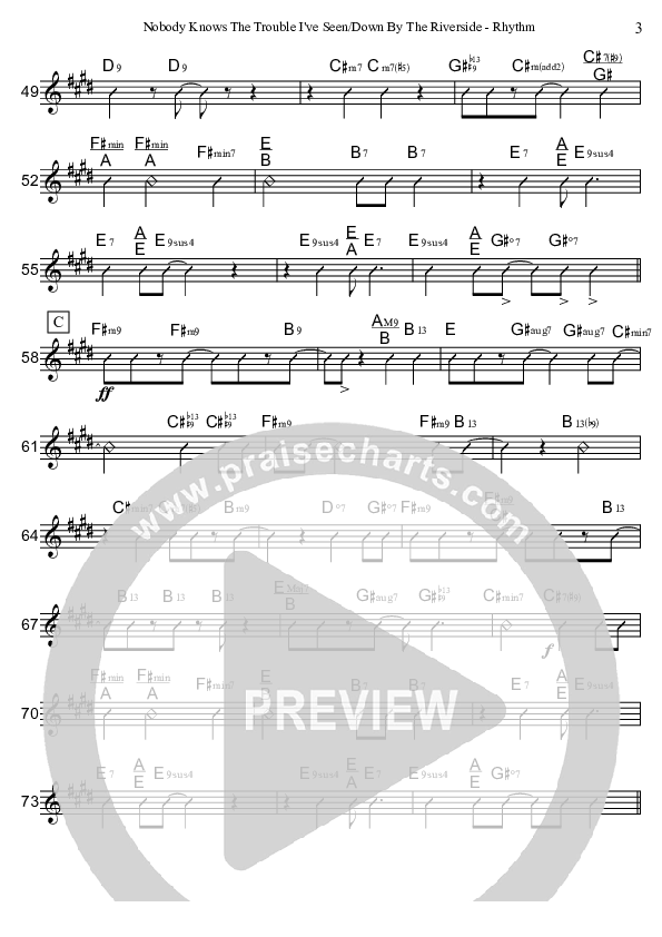 Nobody Knows The Trouble I've Seen/Down By The Riverside (Instrumental) Rhythm Chart (David Arivett)