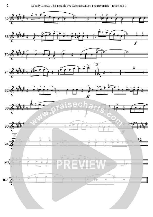 Nobody Knows The Trouble I've Seen/Down By The Riverside (Instrumental) Tenor Sax 1/2 (David Arivett)