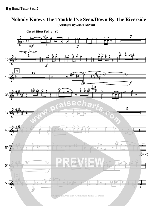 Nobody Knows The Trouble I've Seen/Down By The Riverside (Instrumental) Tenor Sax 1/2 (David Arivett)