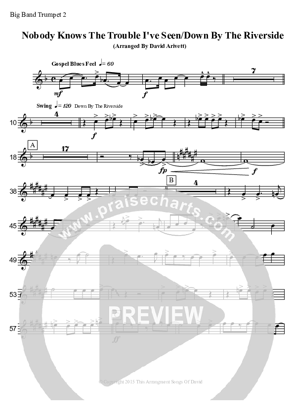 Nobody Knows The Trouble I've Seen/Down By The Riverside (Instrumental) Trumpet 2 (David Arivett)