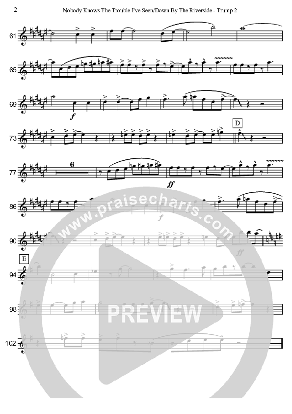 Nobody Knows The Trouble I've Seen/Down By The Riverside (Instrumental) Trumpet 2 (David Arivett)