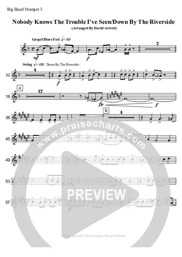Nobody Knows The Trouble I've Seen/Down By The Riverside (Instrumental) Trumpet 3 (David Arivett)