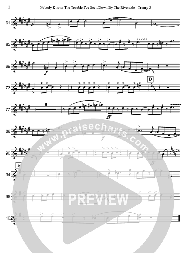 Nobody Knows The Trouble I've Seen/Down By The Riverside (Instrumental) Trumpet 3 (David Arivett)