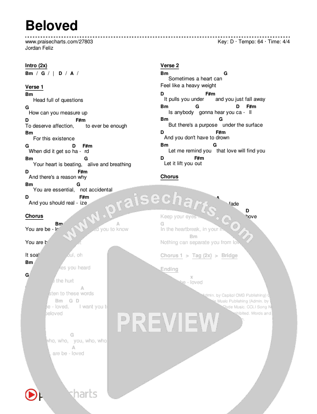 Beloved Chords & Lyrics (Jordan Feliz)