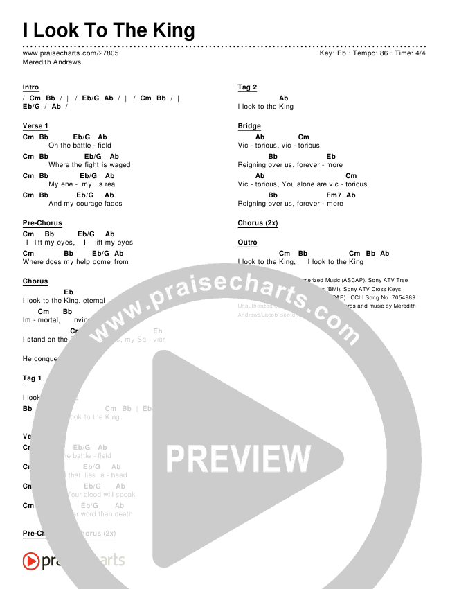 I Look To The King Chords & Lyrics (Meredith Andrews)